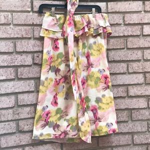 J Crew Floral Linen Blend Strapless Dress ADORABLE